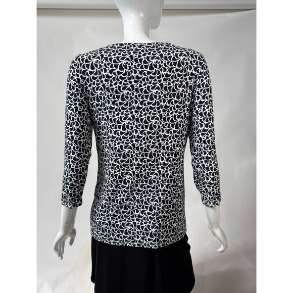 Black & White Floral Pattern Womens Top - Picture 15 of 16